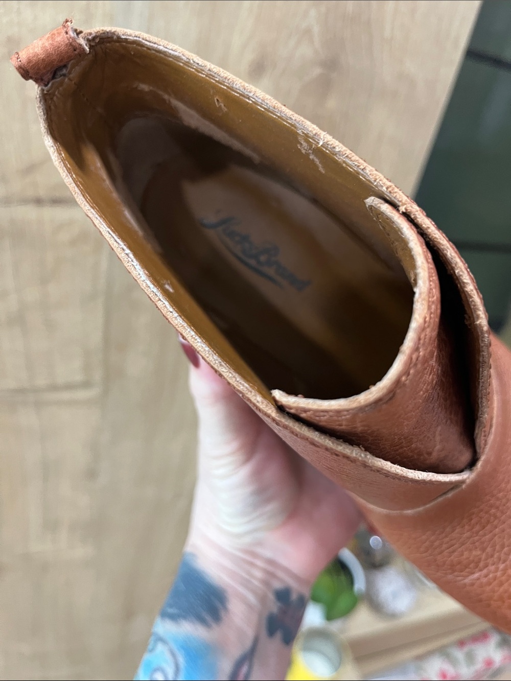 Lucky Brand Ehllen Leather cognac tan Heeled Ankle Booties-9 - Picture 9 of 10